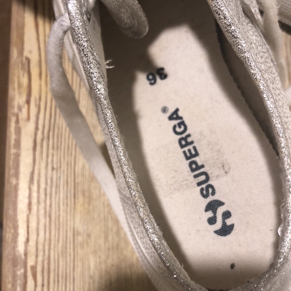 SOLD Superga Silver/Glitter Platform Sneakers - Picture 2 of 3
